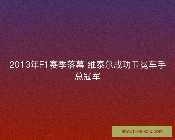2013年F1赛季落幕 维泰尔成功卫冕车手总冠军